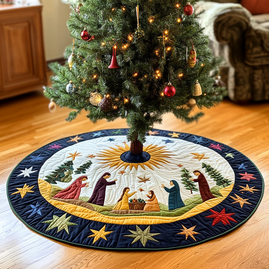 Nativity Scene Quilted Tree Skirt