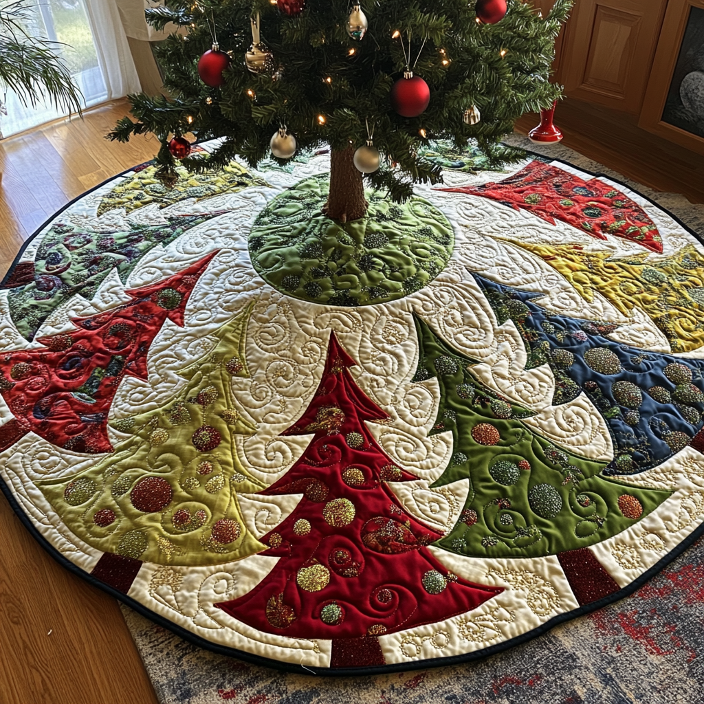 Christmas Tree Quilted Tree Skirt