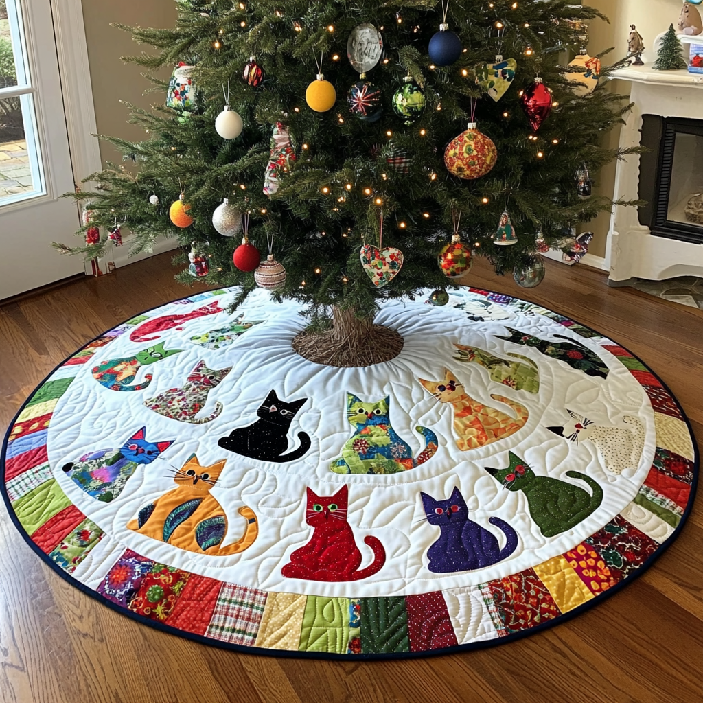 Cat Quilted Tree Skirt