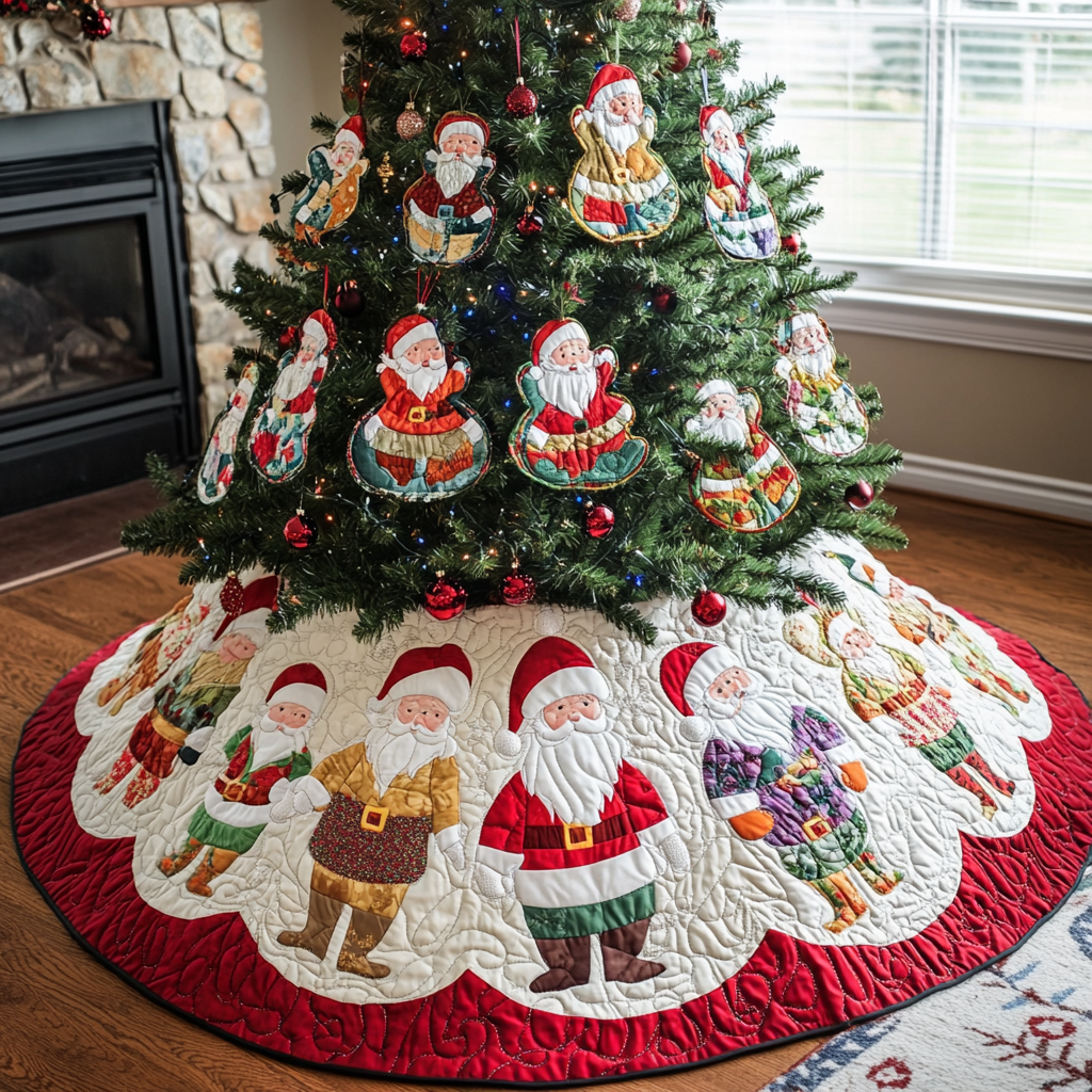 Christmas Santa Quilted Tree Skirt