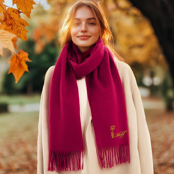 Personalized Super Soft Warm Scarf With Embroidered Design