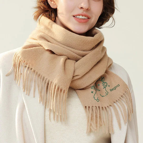 Personalized Super Soft Warm Scarf With Embroidered Design