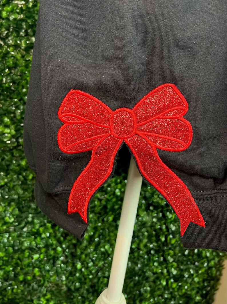 Personalized Embroidered Team Side Bow Glitter Sweatshirt