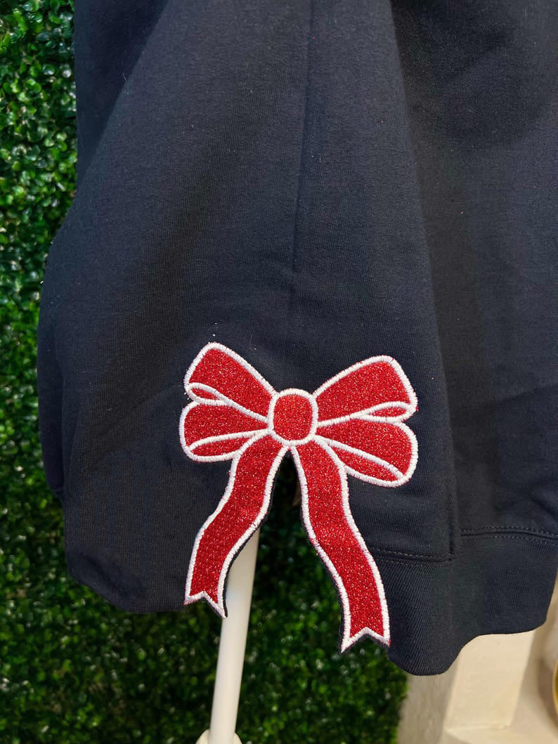 Personalized Embroidered Team Side Bow Glitter Sweatshirt