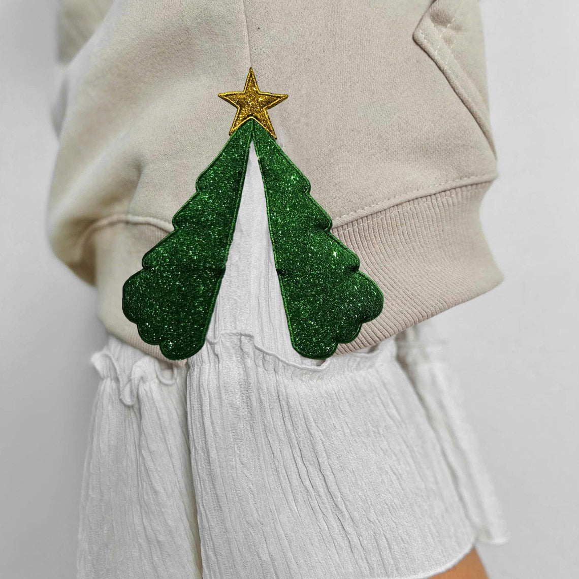 Personalized Merry Christmas Side Tree Cut-Out Sweatshirt