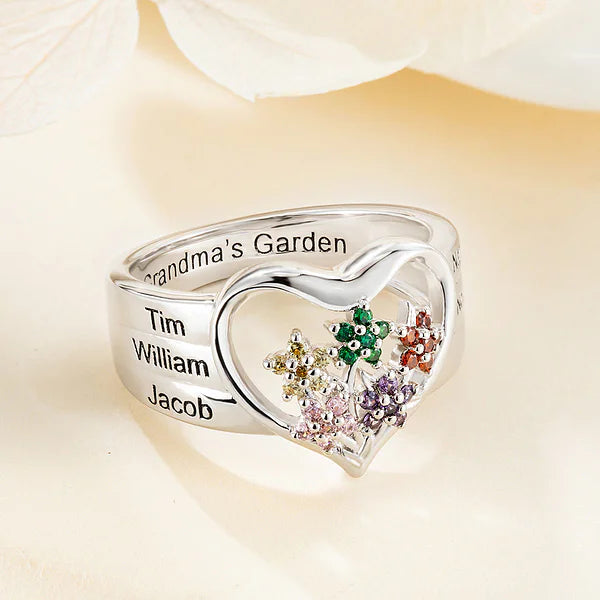 Personalized Mama/Grandma's Garden Birthstone Flower Family Ring