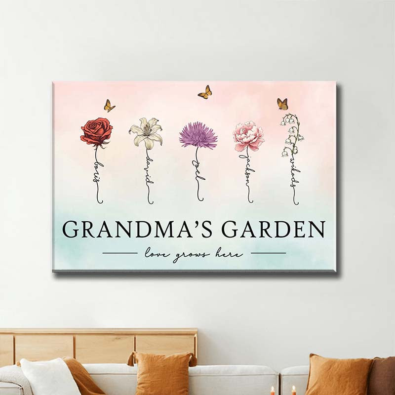 Personalized Birth Month Flower Canvas