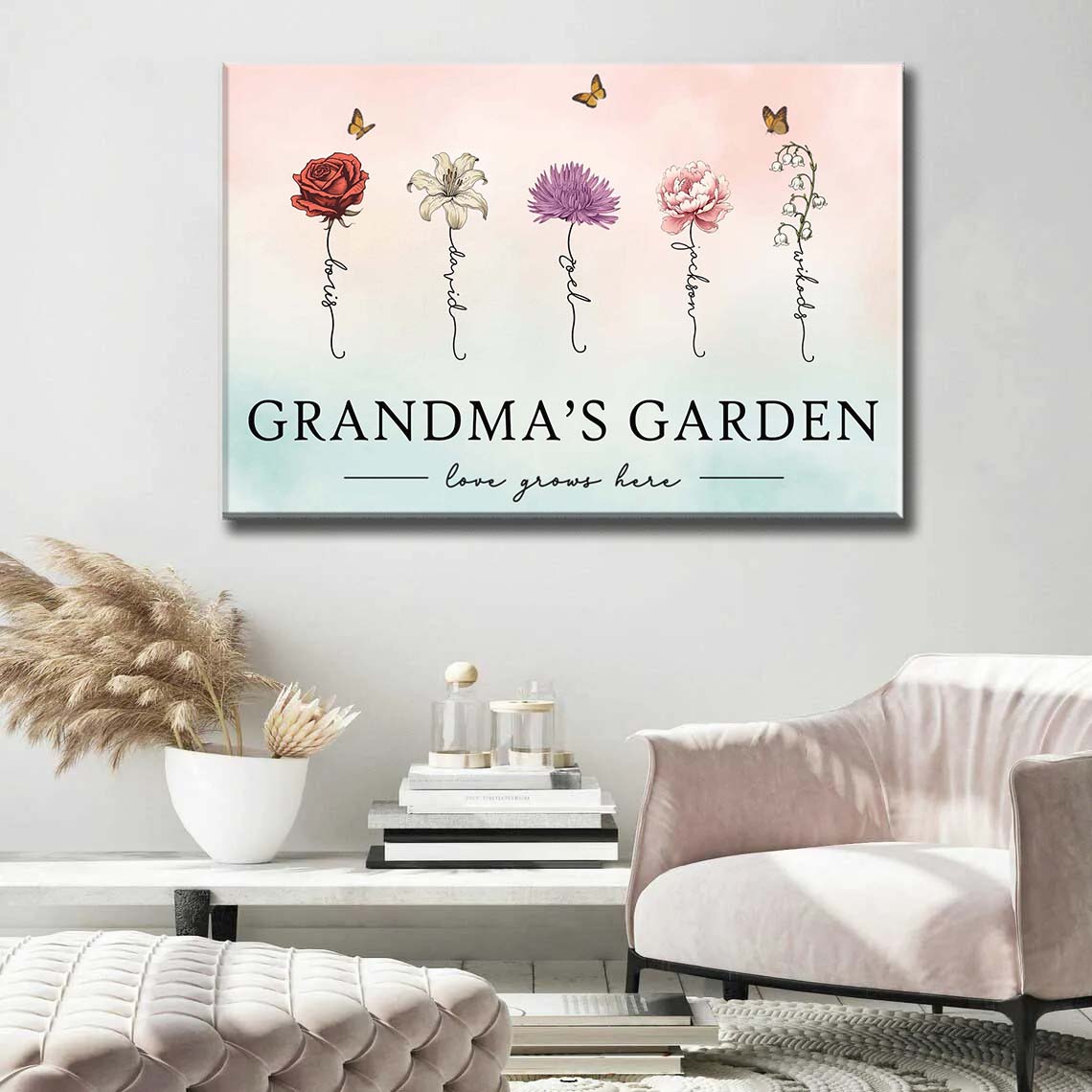 Personalized Birth Month Flower Canvas