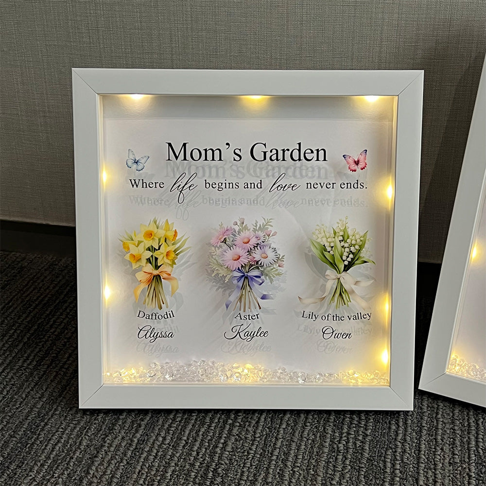 Customized Mom/Grandma's Garden Birth Flower Light Frame Box