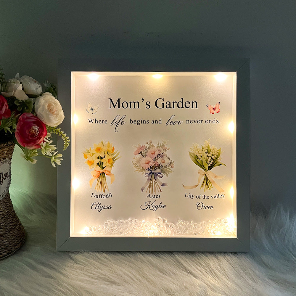 Customized Mom/Grandma's Garden Birth Flower Light Frame Box