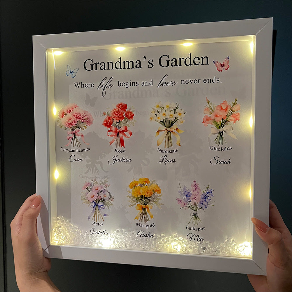 Customized Mom/Grandma's Garden Birth Flower Light Frame Box