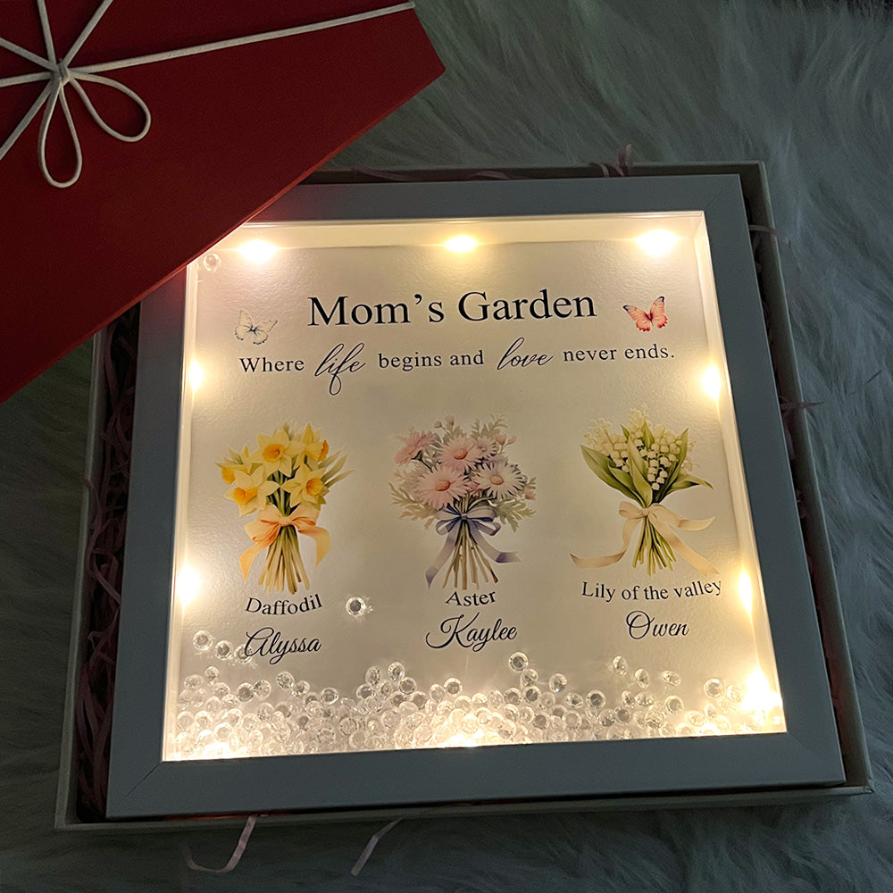 Customized Mom/Grandma's Garden Birth Flower Light Frame Box