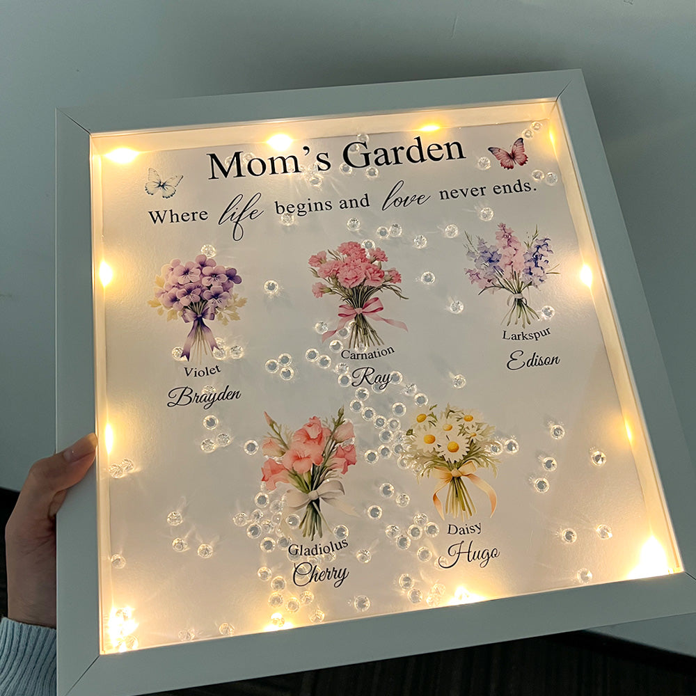 Customized Mom/Grandma's Garden Birth Flower Light Frame Box