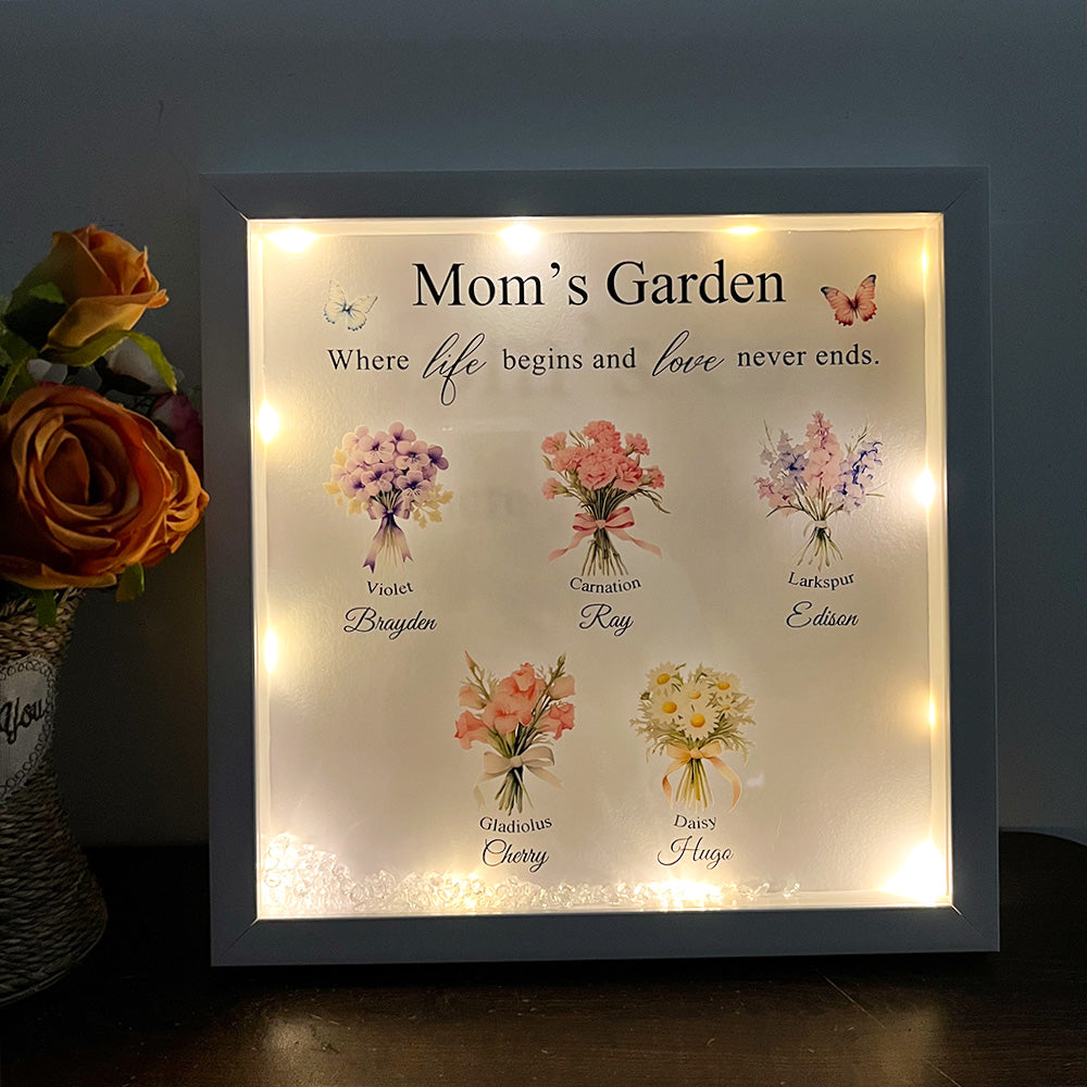 Customized Mom/Grandma's Garden Birth Flower Light Frame Box