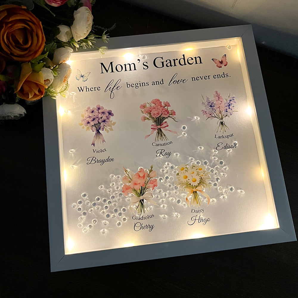 Customized Mom/Grandma's Garden Birth Flower Light Frame Box