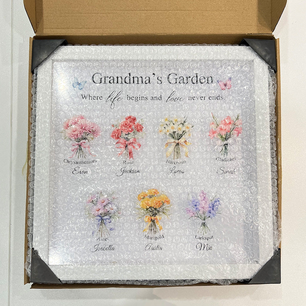 Customized Mom/Grandma's Garden Birth Flower Light Frame Box