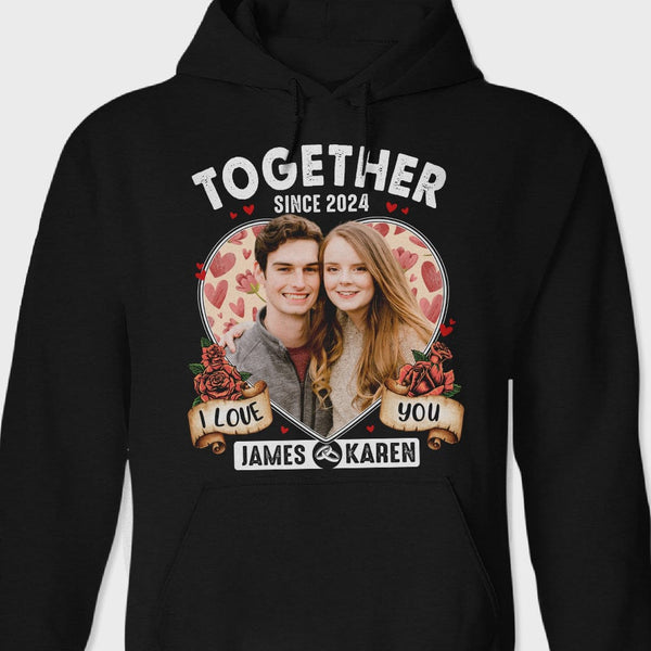 Custom Photo I Love You Together Since Couple Dark Shirt