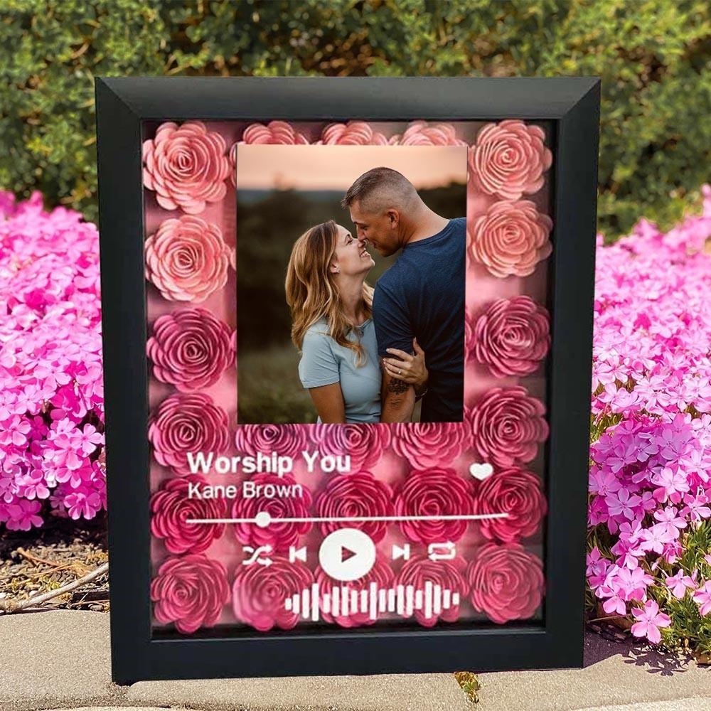 Personalized Flower Shadow Box With Photo