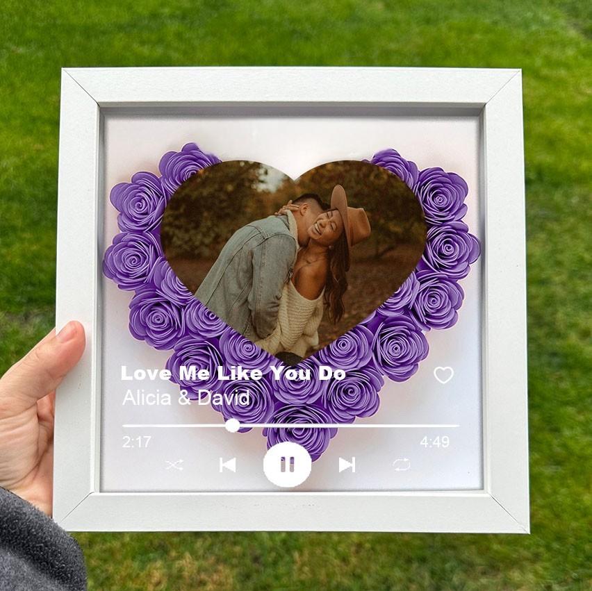 Personalized Music Album Flower Shadow Box