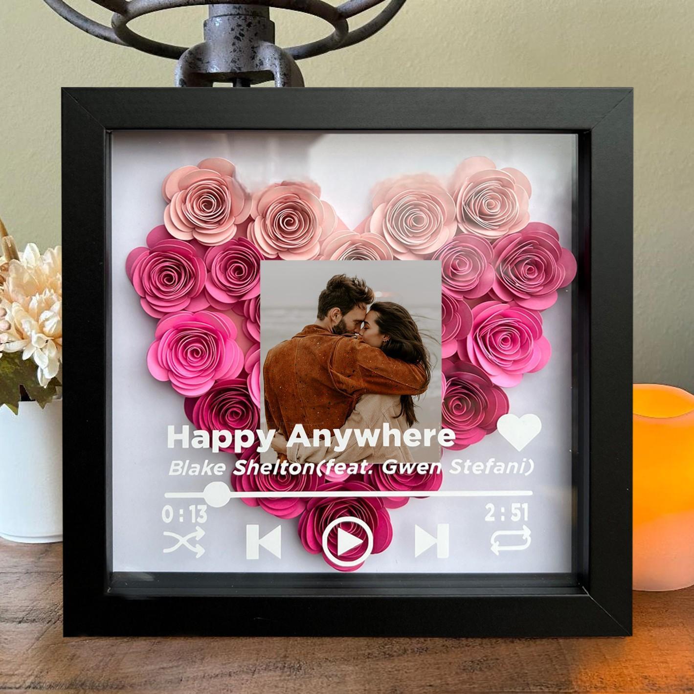 Custom Couple Photo Flower Shadow Box