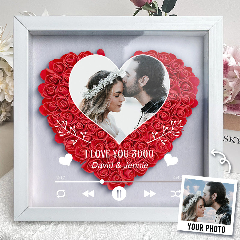 Custom Photo I Love You 3000 Flower Shadow Box