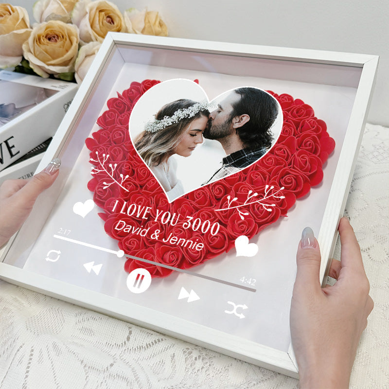 Custom Photo I Love You 3000 Flower Shadow Box