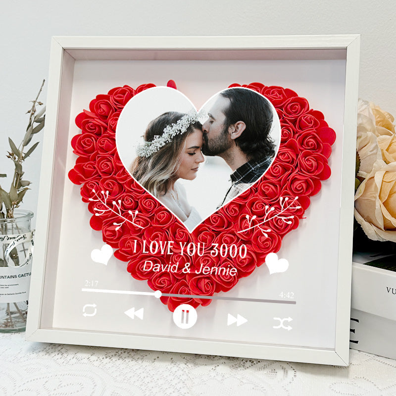 Custom Photo I Love You 3000 Flower Shadow Box