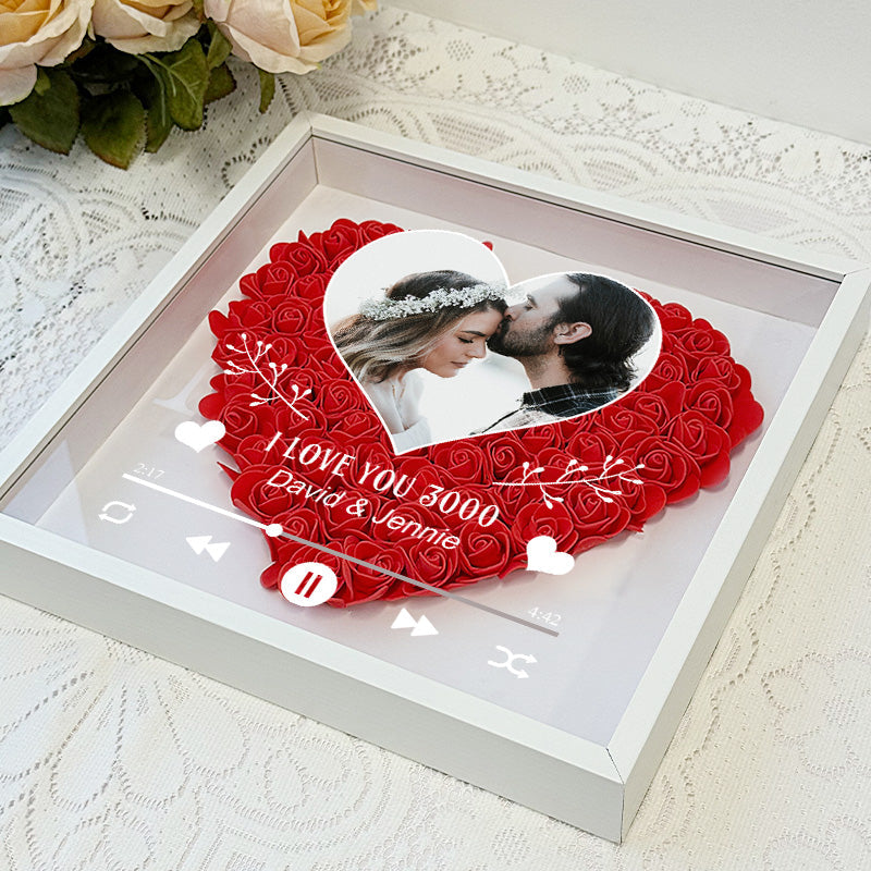 Custom Photo I Love You 3000 Flower Shadow Box