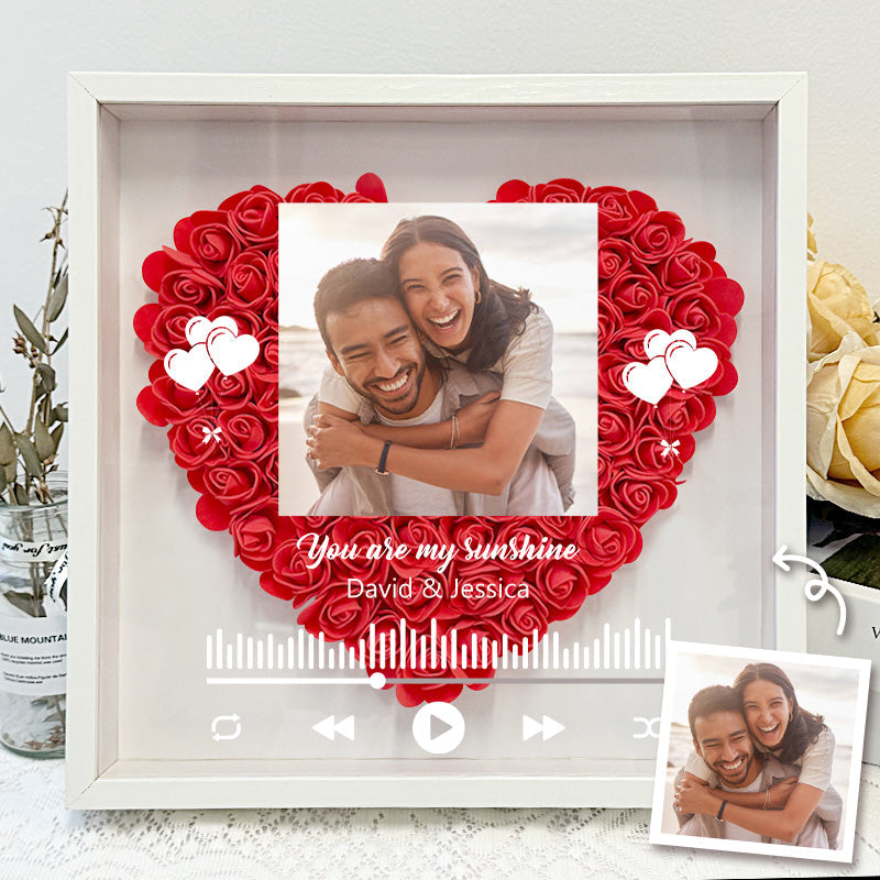 Personalized Photo You Are My Sunshine Flower Shadow Box