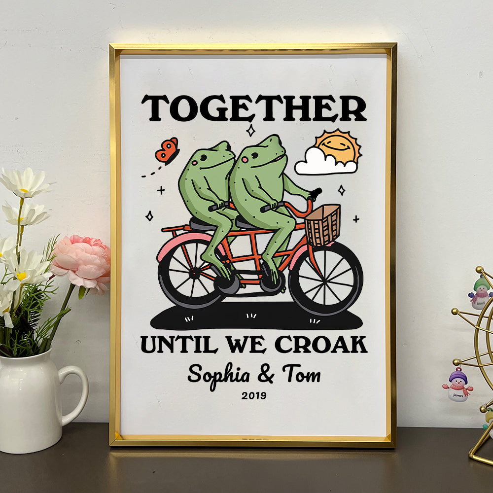 Personalized Frog Couple Print, Custom Frog Illustration Frame Decor