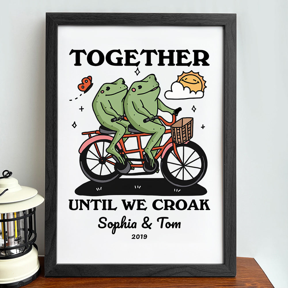 Personalized Frog Couple Print, Custom Frog Illustration Frame Decor