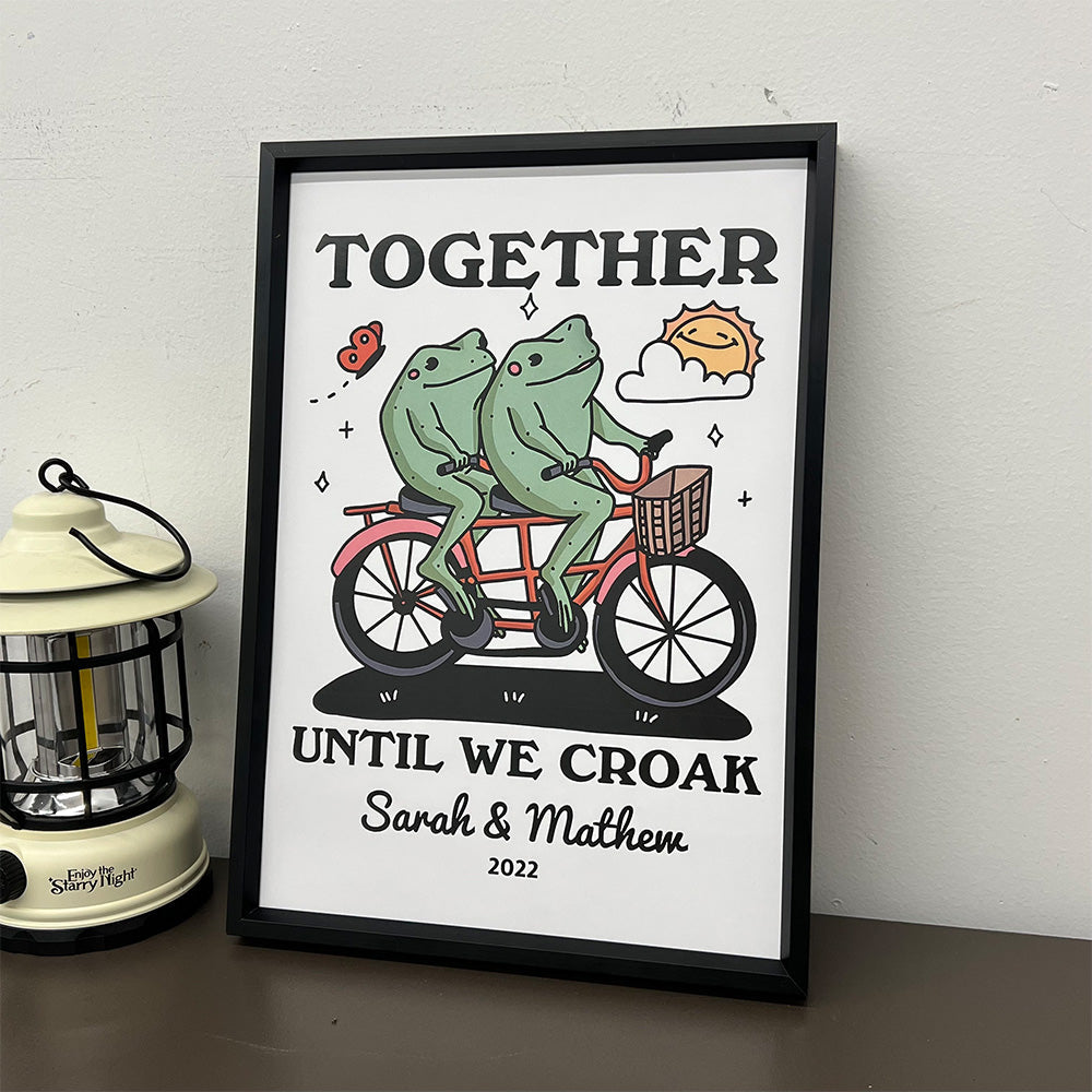 Personalized Frog Couple Print, Custom Frog Illustration Frame Decor