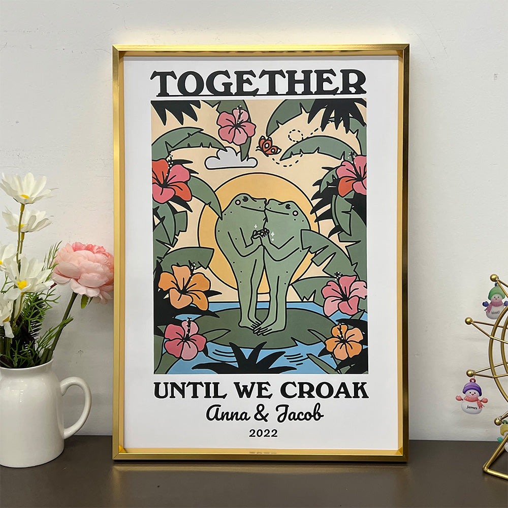 Personalized Frog Couple Print, Custom Frog Illustration Frame