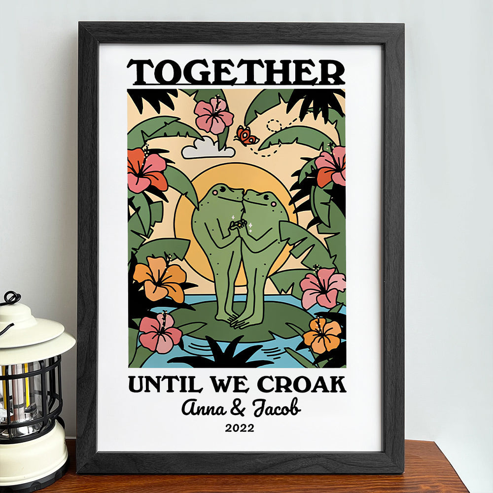 Personalized Frog Couple Print, Custom Frog Illustration Frame