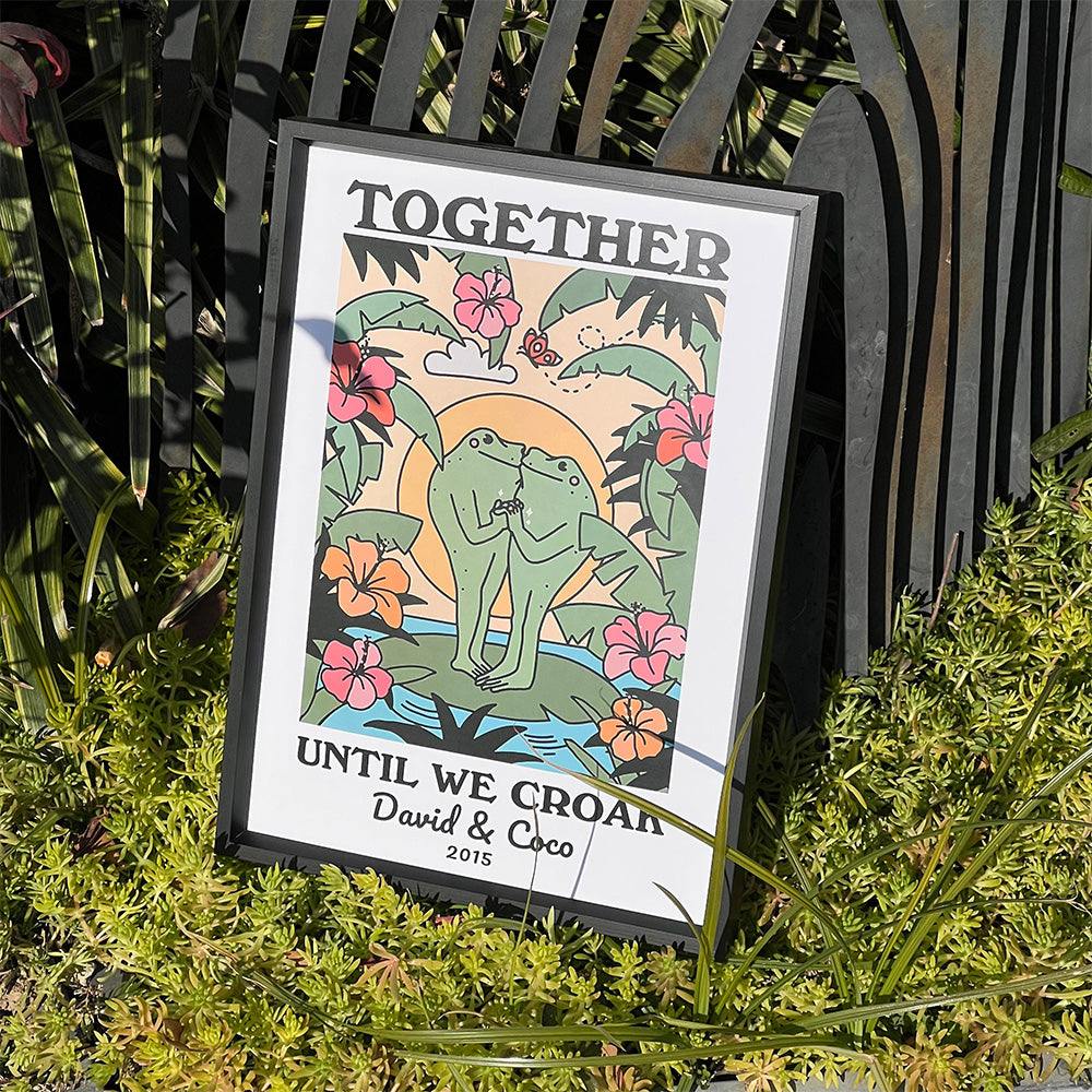 Personalized Frog Couple Print, Custom Frog Illustration Frame