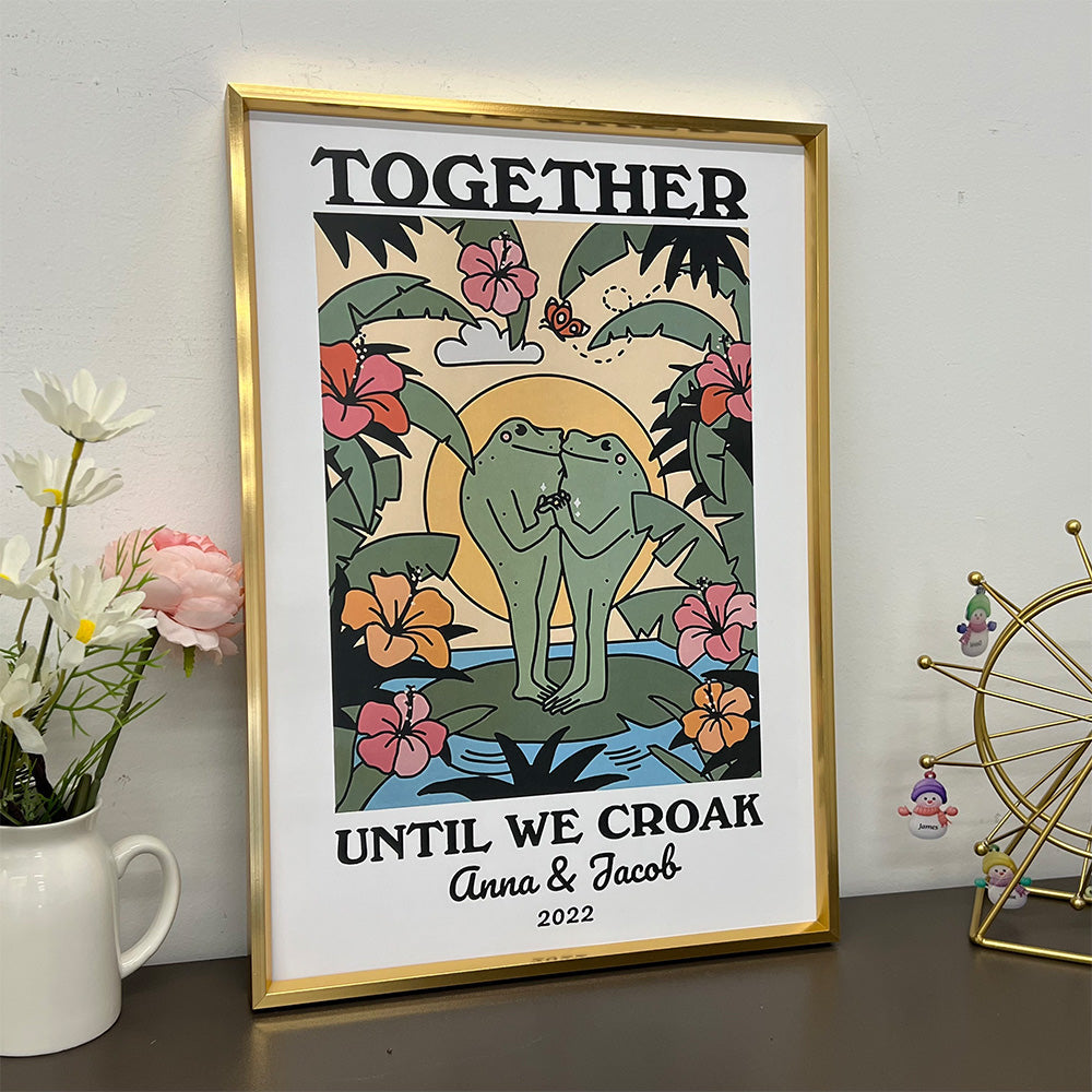 Personalized Frog Couple Print, Custom Frog Illustration Frame