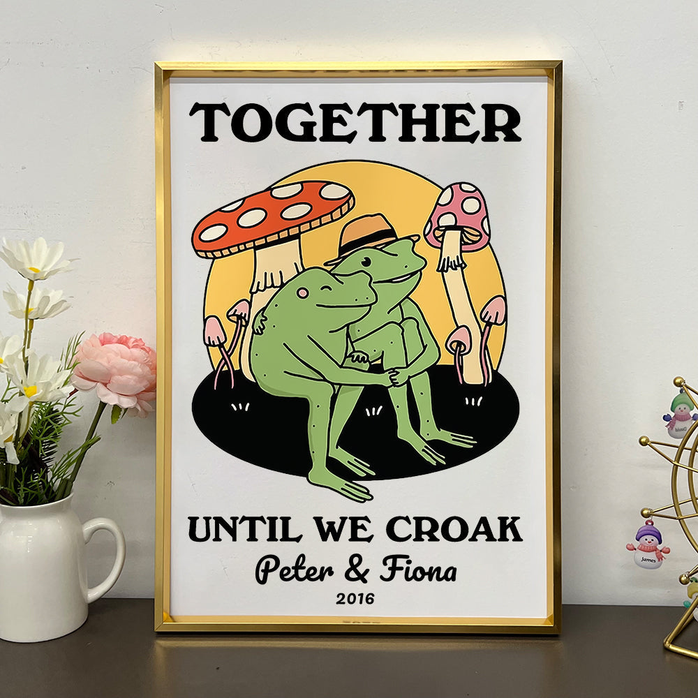 Personalized Frog Couple Print, Custom Frog Illustration Frame Art