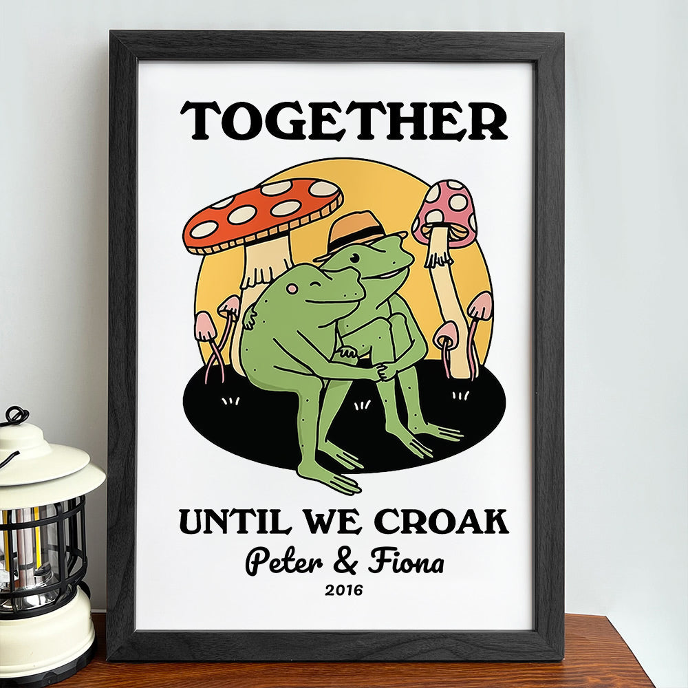 Personalized Frog Couple Print, Custom Frog Illustration Frame Art