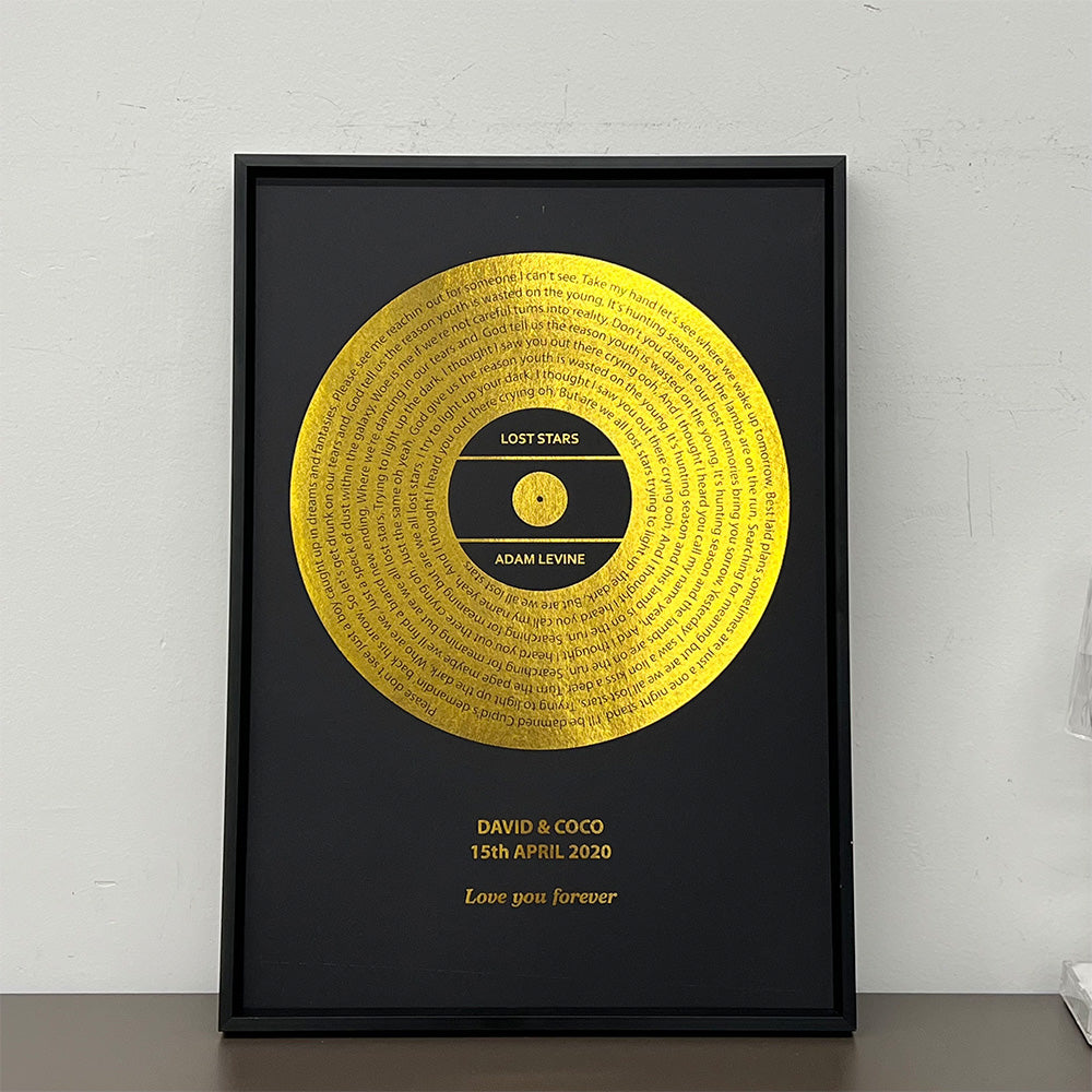 Custom Foil Metallic Song Lyrics Record Art Frame