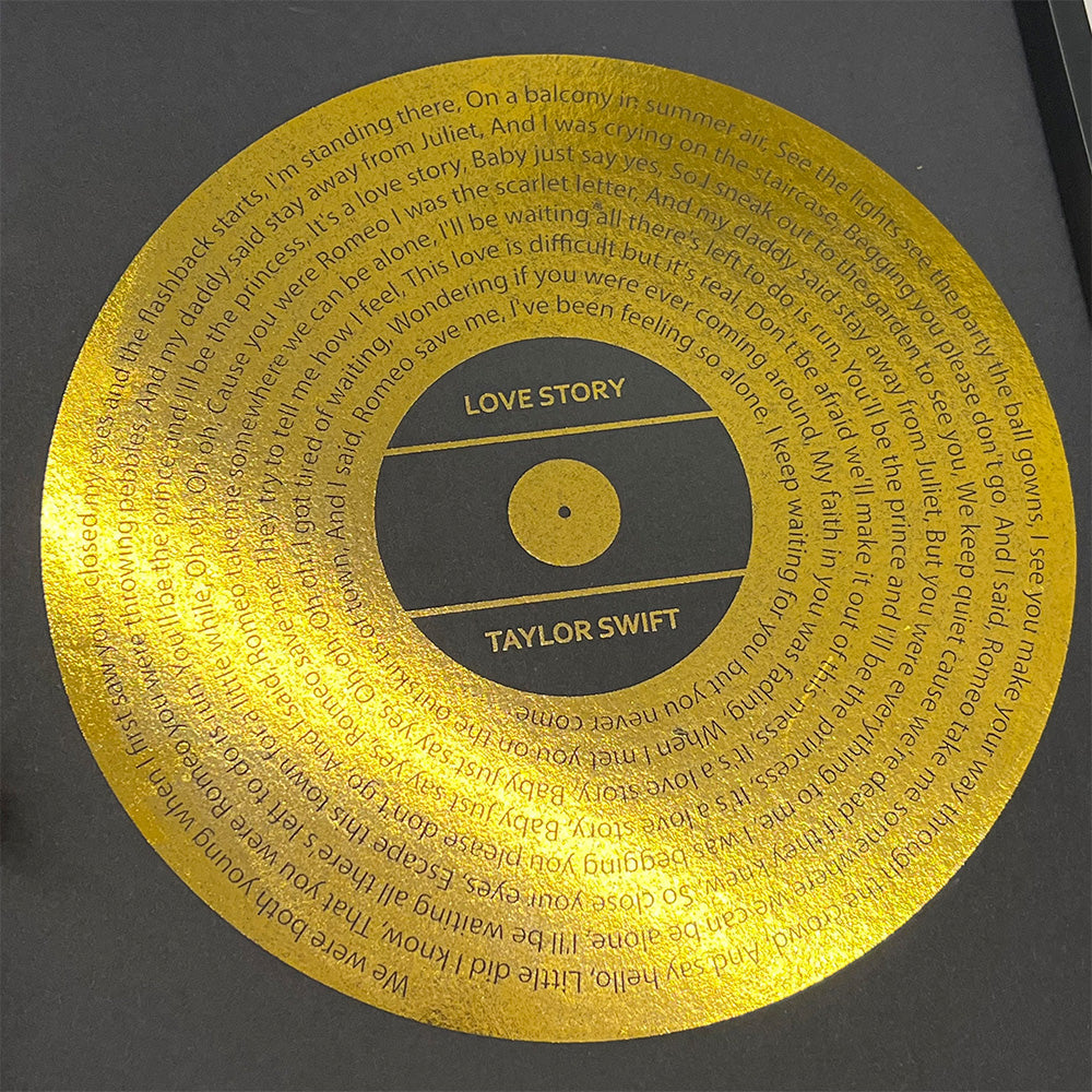 Custom Foil Metallic Song Lyrics Record Art Frame