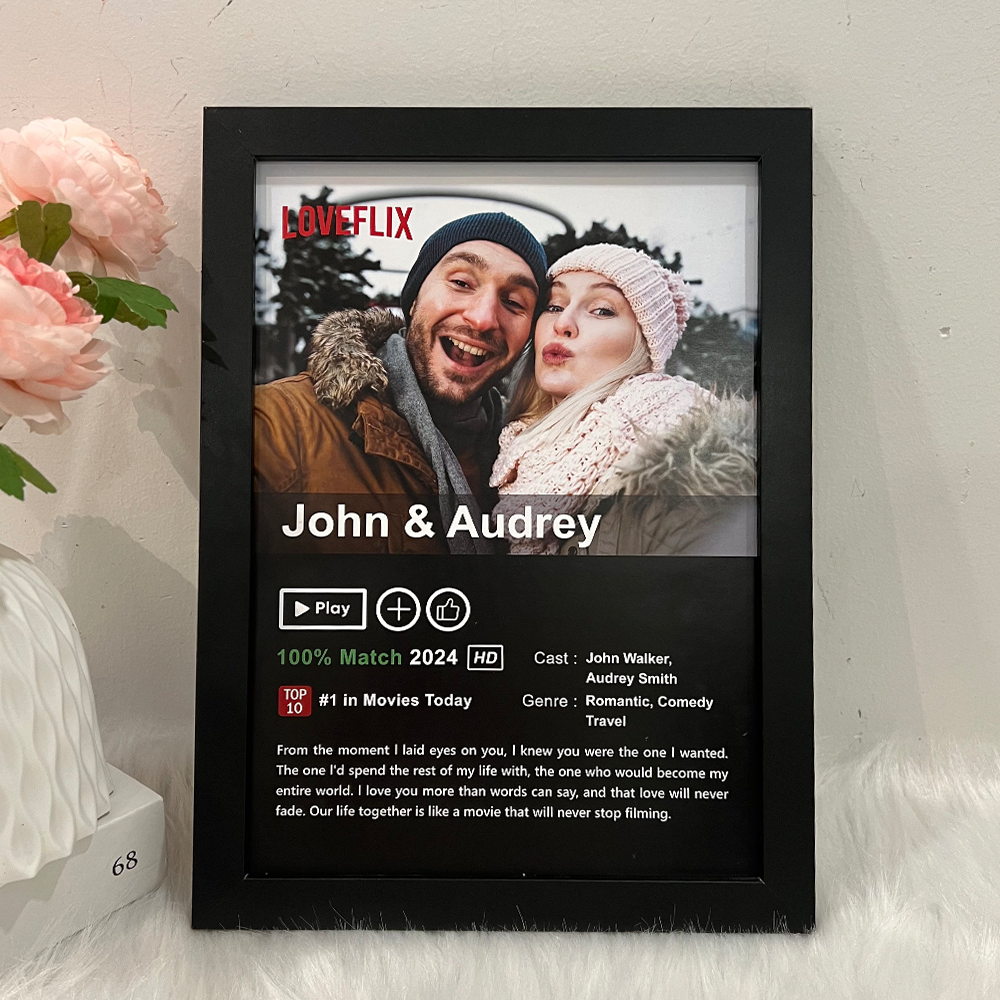 ⭐️Custom LOVEFLIX Movie Photo Frame with Your Love Story