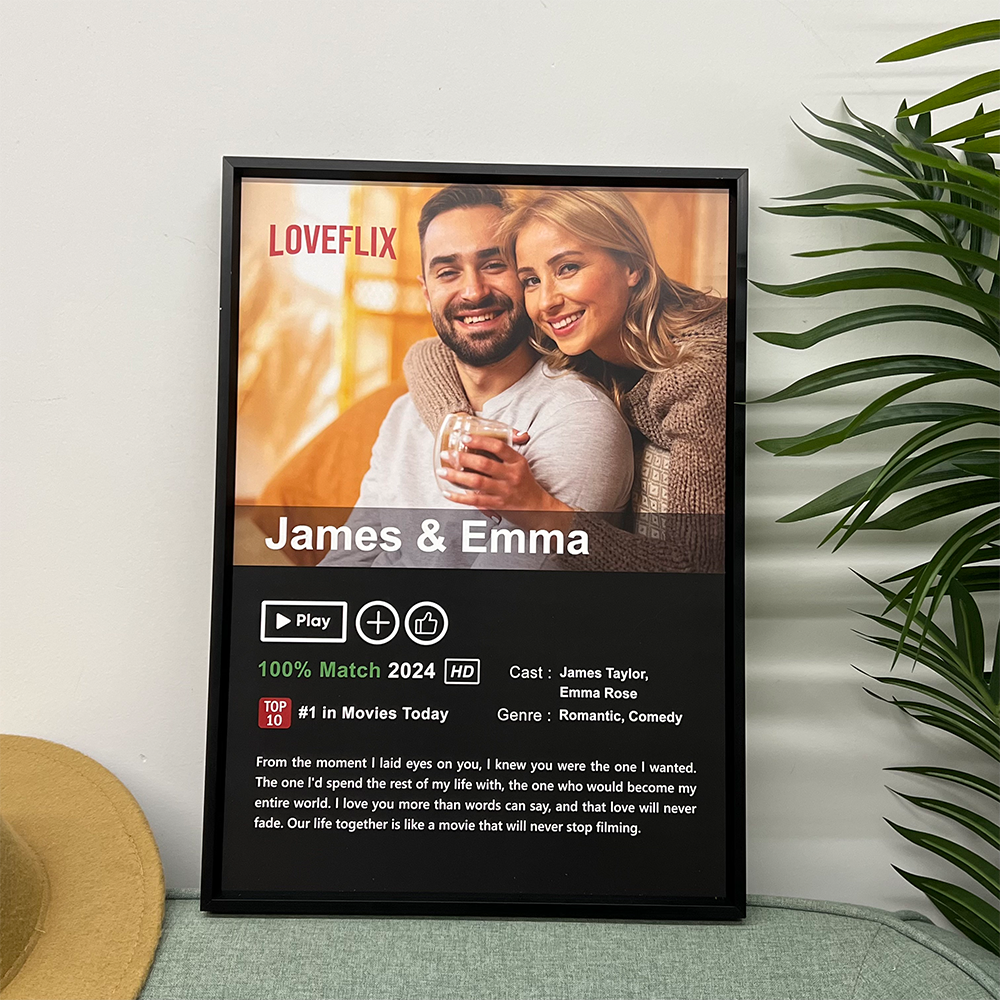 ⭐️Custom LOVEFLIX Movie Photo Frame with Your Love Story