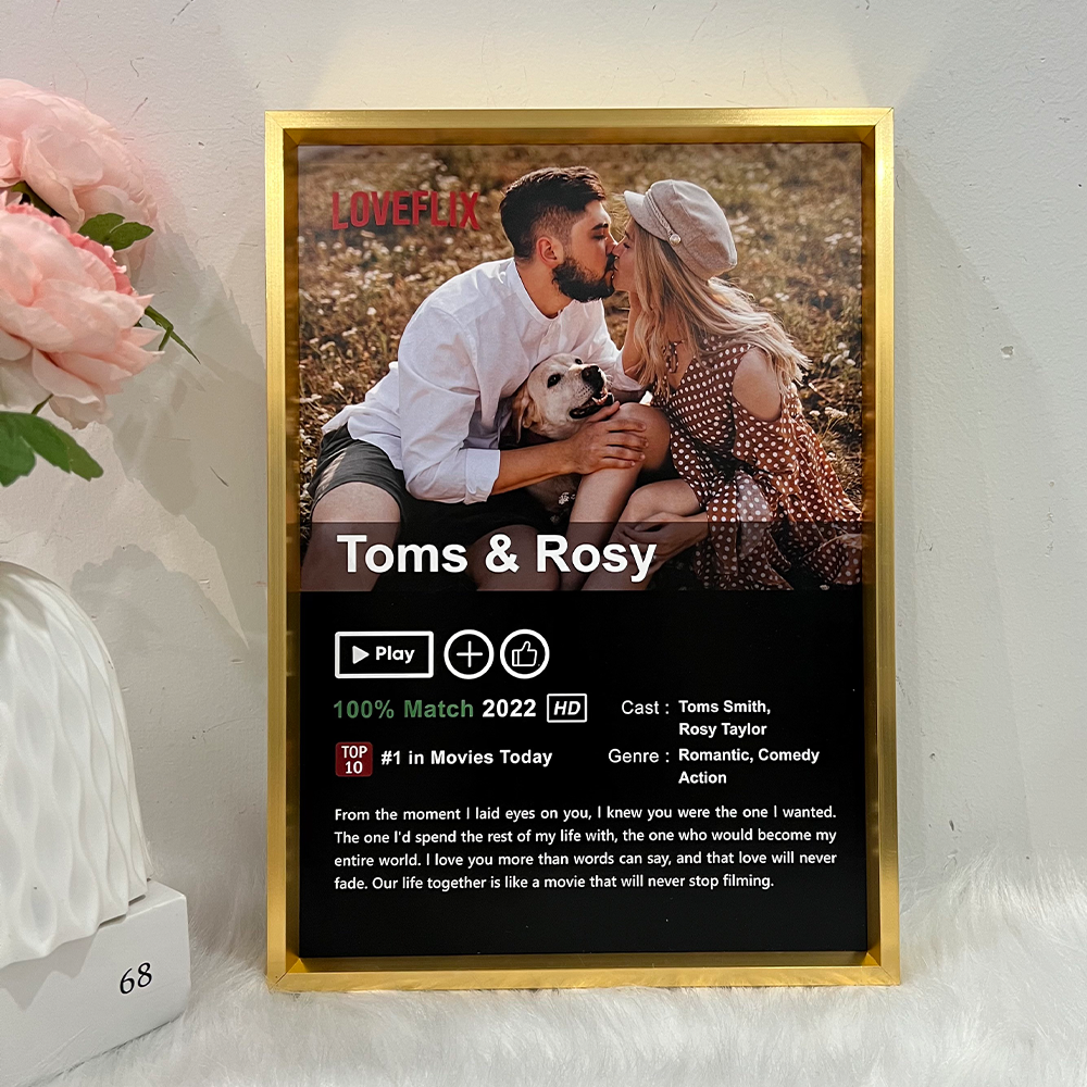 ⭐️Custom LOVEFLIX Movie Photo Frame with Your Love Story