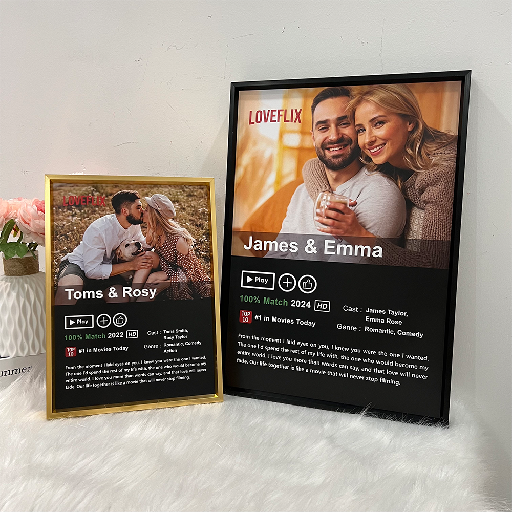 ⭐️Custom LOVEFLIX Movie Photo Frame with Your Love Story