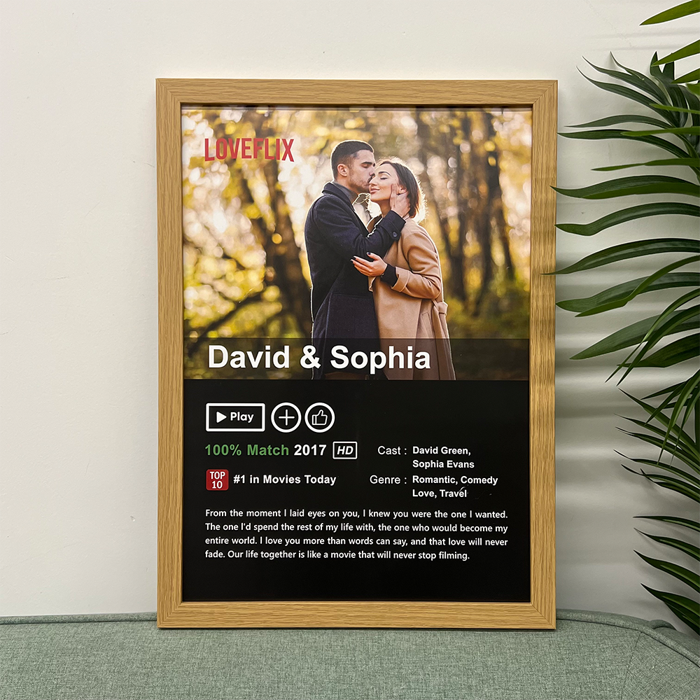 ⭐️Custom LOVEFLIX Movie Photo Frame with Your Love Story