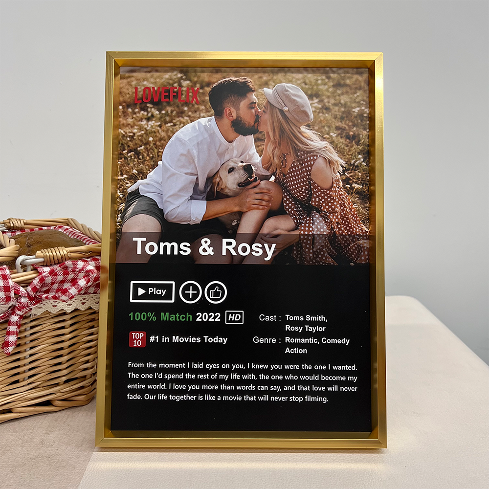 ⭐️Custom LOVEFLIX Movie Photo Frame with Your Love Story