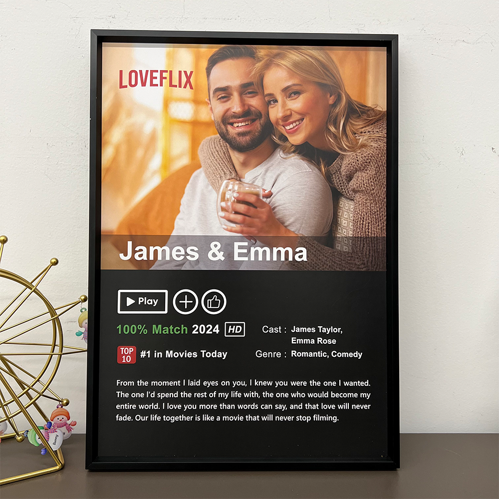 ⭐️Custom LOVEFLIX Movie Photo Frame with Your Love Story