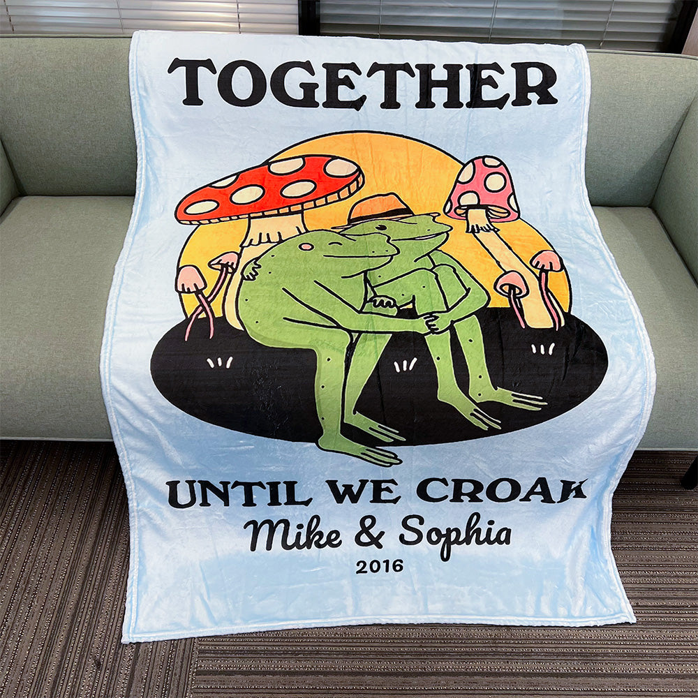 ⭐️Personalized Frog Illustration Blanket Together Until We Croak Style 3