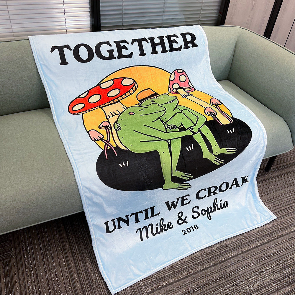 ⭐️Personalized Frog Illustration Blanket Together Until We Croak Style 3