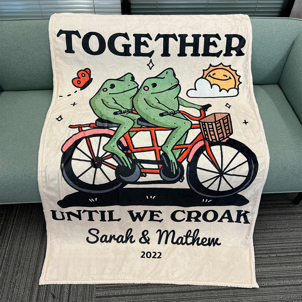 ⭐️Personalized Frog Illustration Blanket Together Until We Croak Style 2